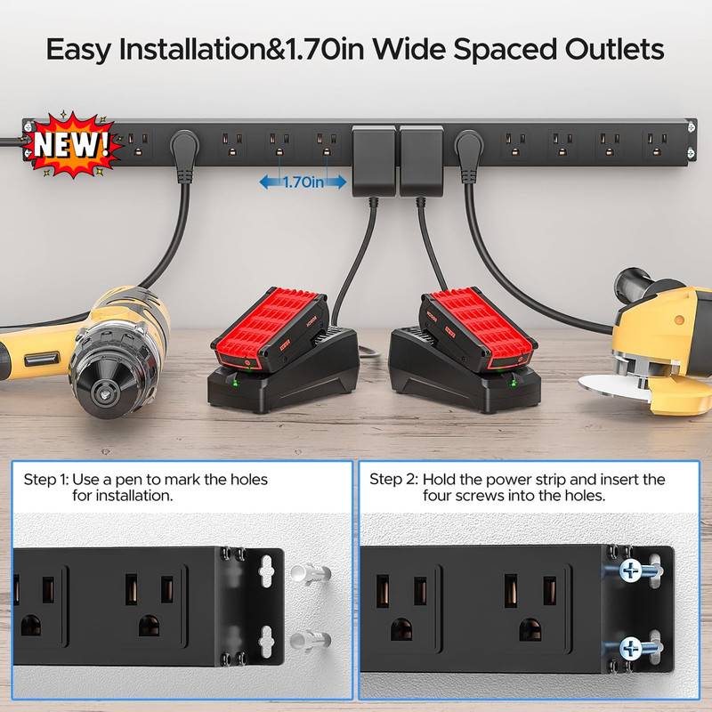 Regleta CRST de 12 tomas con cable de 4,5 m, protector contra sobretensiones de gallery