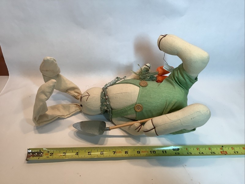 Easter Rabbit Fabric With Large Posable Ears Garden Farmer Spring Plush 20” gallery