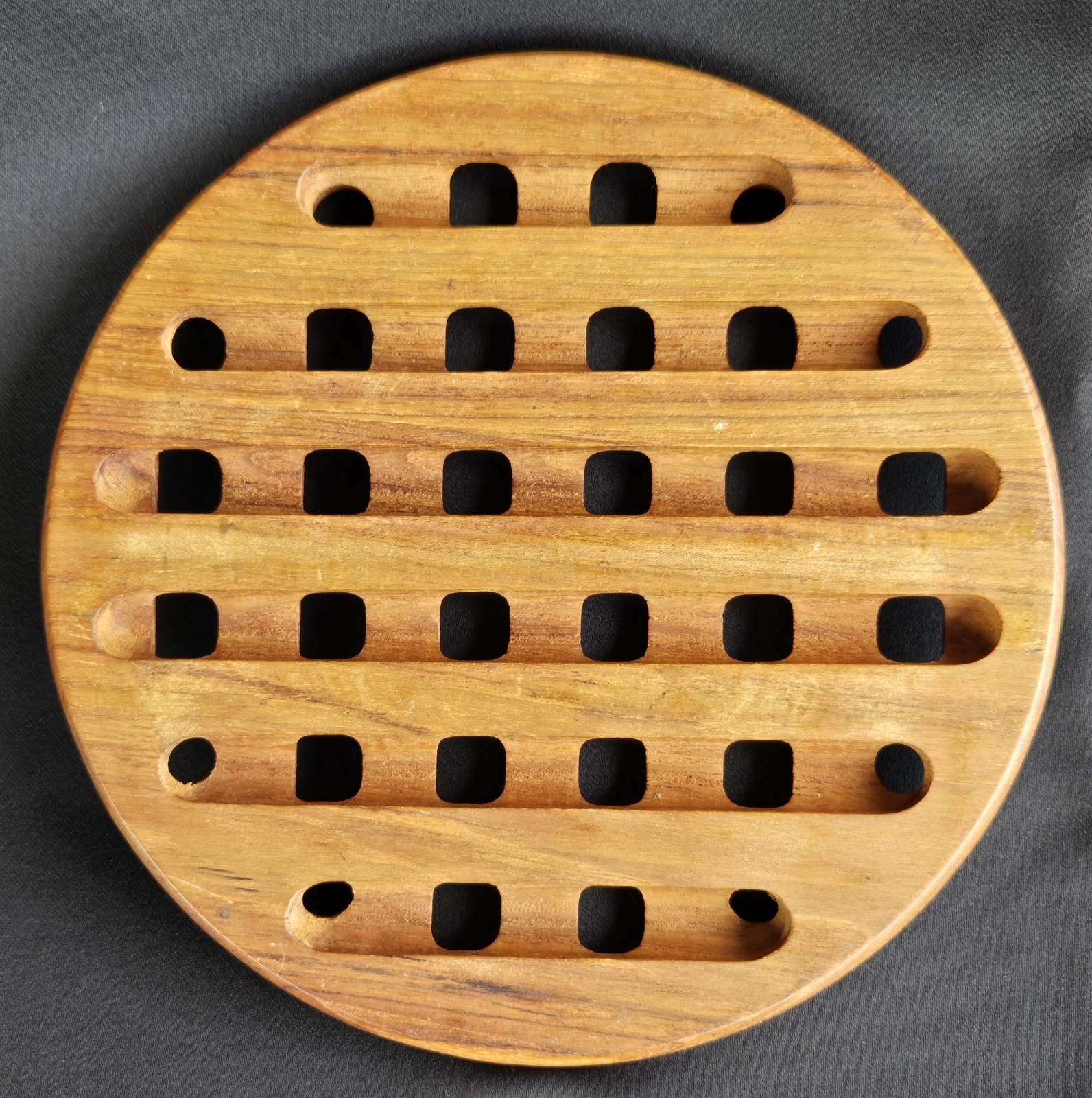 Wood Teak Kitchen Trivet Mid Century Modern Style 7-1/2" wide gallery