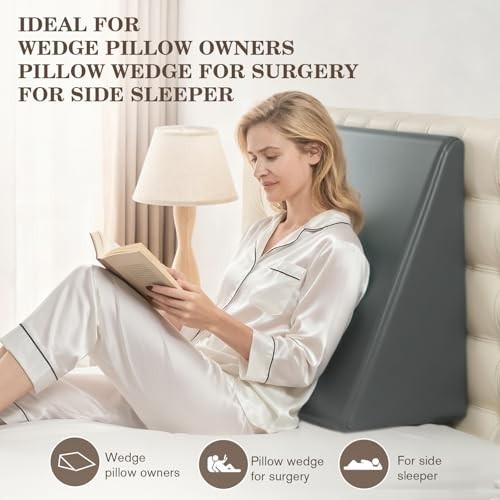 Thick Satin Wedge Pillow Case Cover, Soft & Skin-Friendly, Zippered, Machine Was gallery