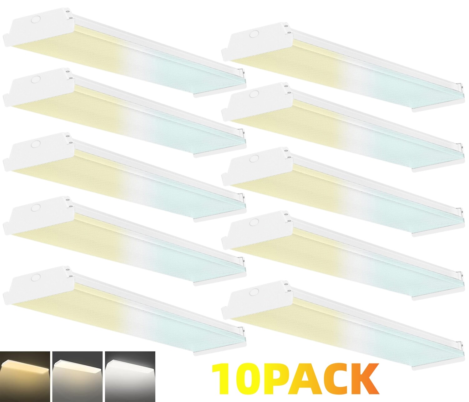 Dimmable 4FT LED Wraparound Light,3 Color Temperature 3500K/4000K/5000K CCT 10PC gallery