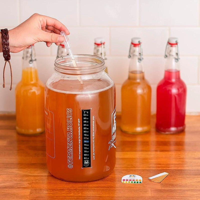 Printed Kombucha Jar 2 Pack - 1 Gallon Glass Jars for Homebrewing, Storage gallery