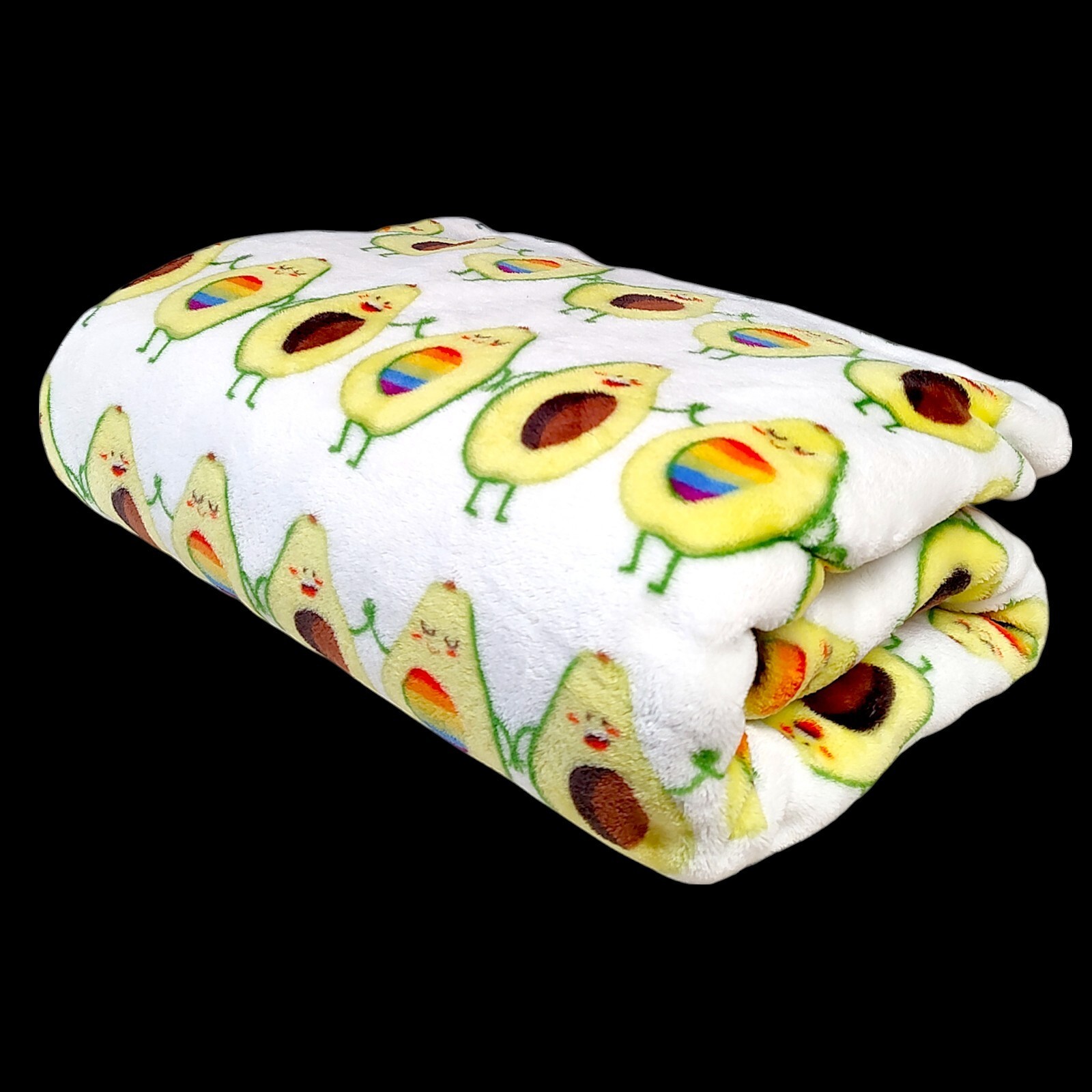 Super Soft Large Plush Rainbow Avocado Friends Blanket 49"x 71" Cozy Comforting gallery