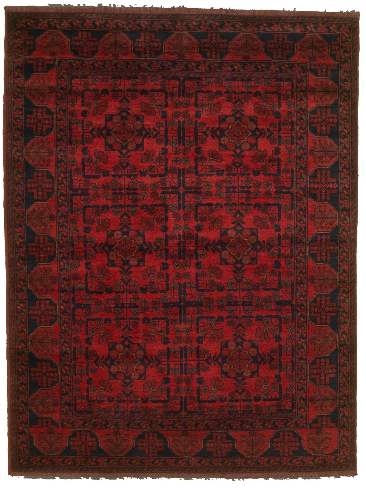 Traditional Hand-Knotted Geometric Area Rug 5'0" x 6'9" Oriental Wool Carpet gallery