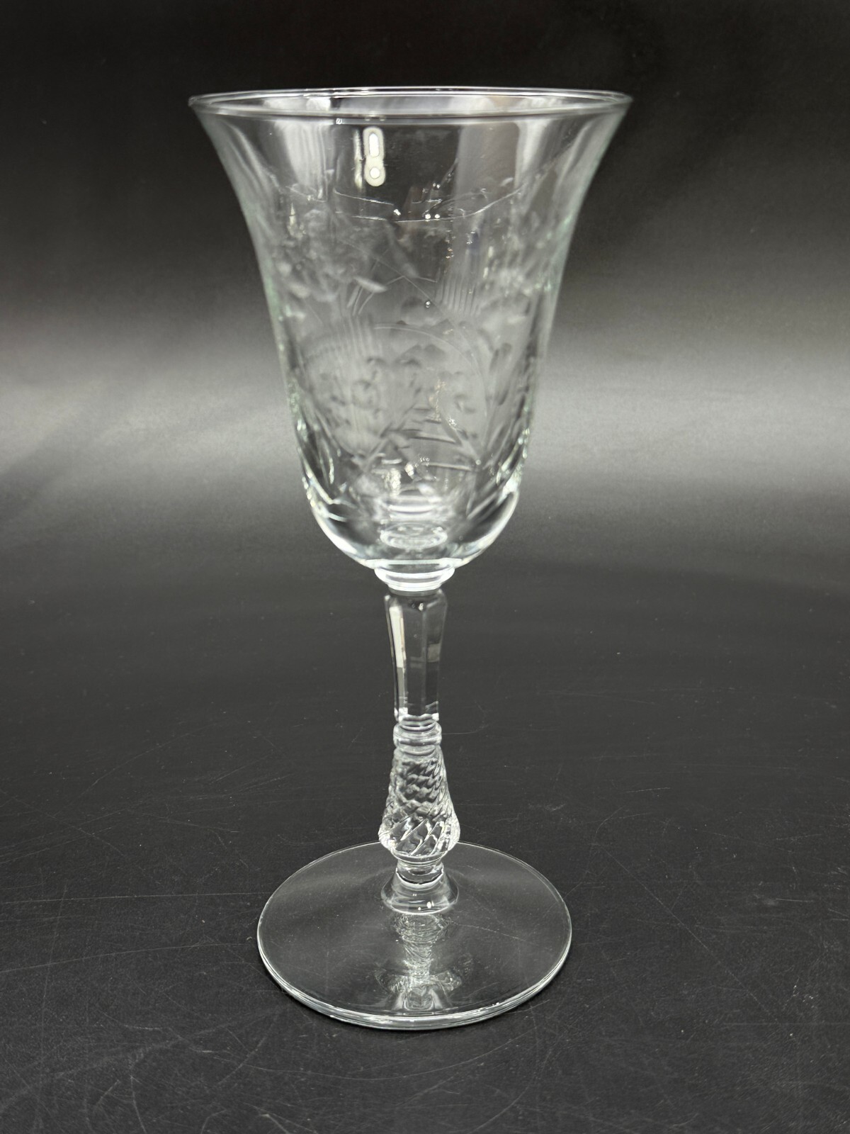 Vintage ROCK SHARPE Starlight 7-7/8" Hand Cut Water Goblet Wine Stem #3007 gallery