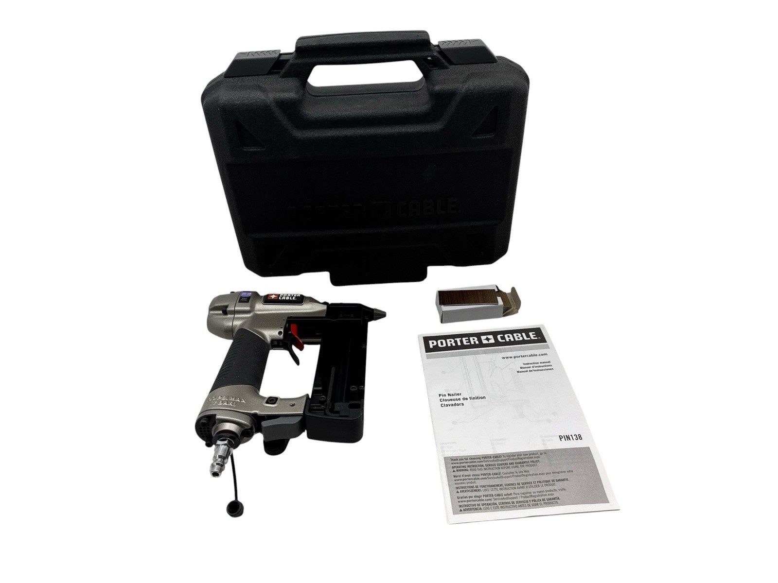 PORTER-CABLE 23-Gauge 1 3/8-Inch Pneumatic Pin Nailer w/Case PIN138 (OB) gallery