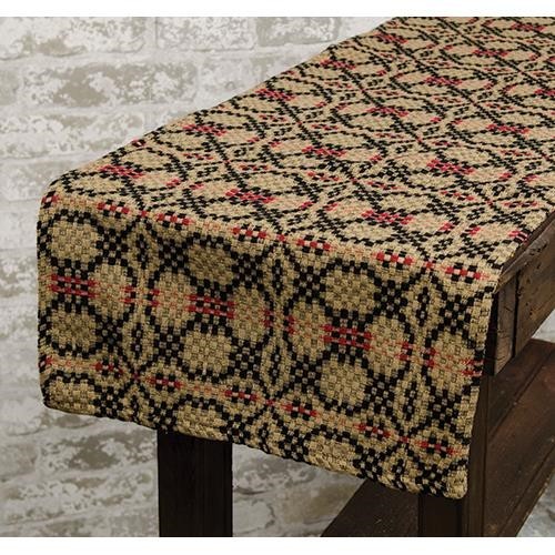 Woven Table Runner PATRIOT'S KNOT Red Black 56" Colonial Lover's Primitive Long gallery