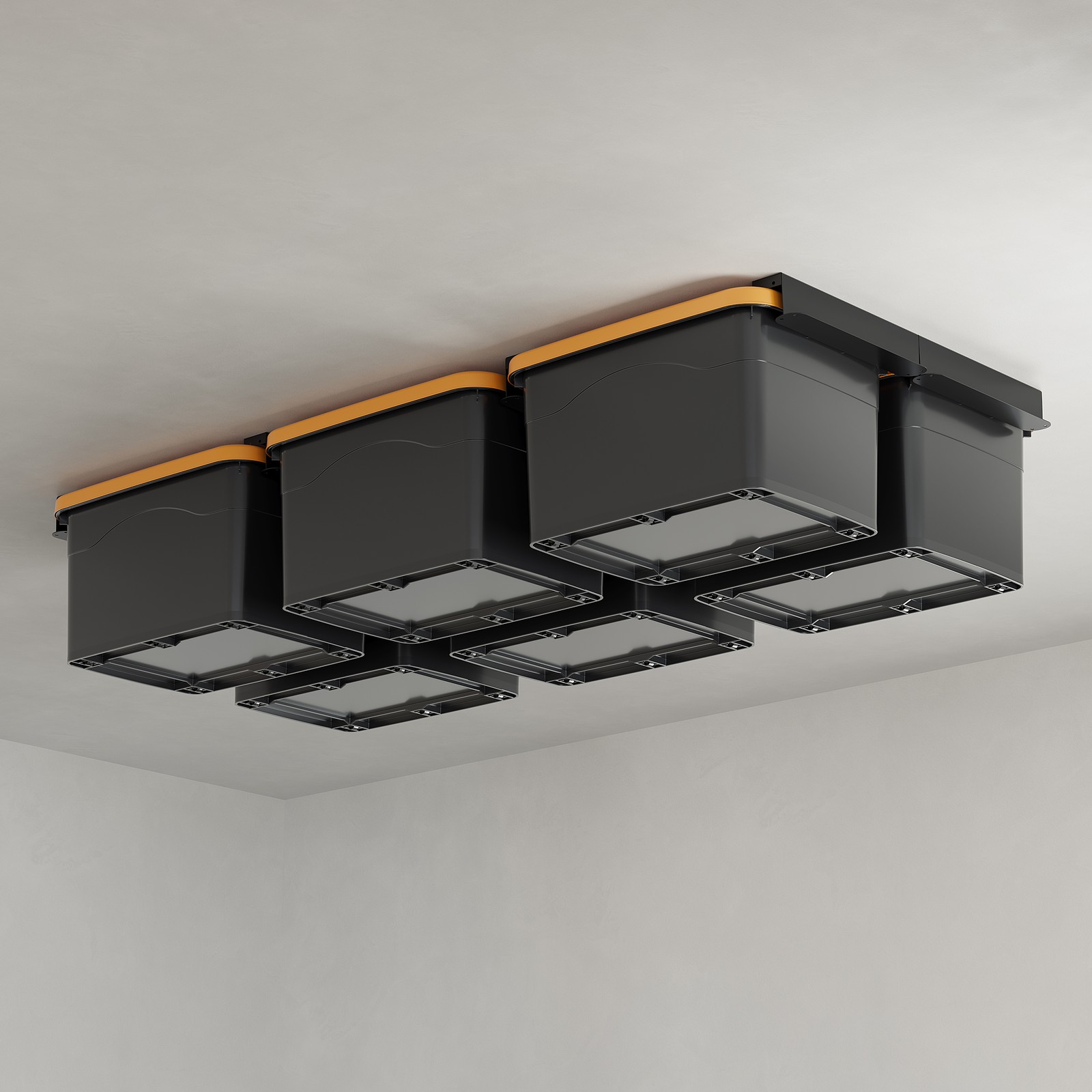 6-Bins(8PKS) New Overhead Garage Storage Bin Racks For Tote Containers - Black gallery