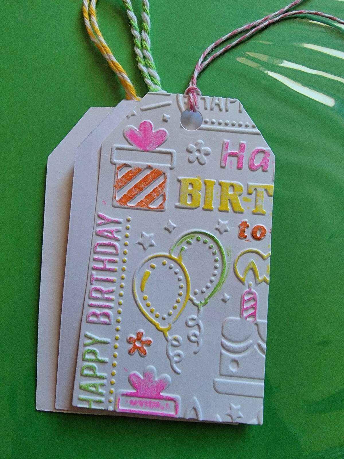 Embossed Happy Birthday Gift Tags with baker's twine (6) gift tags cardstock gallery