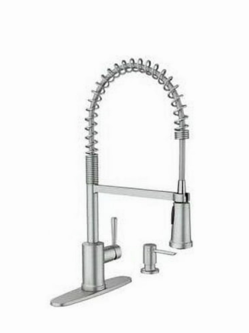 MOEN Indi One-Handle Spring Pulldown Sprayer Kitchen Faucet Stainless 87194SRS gallery