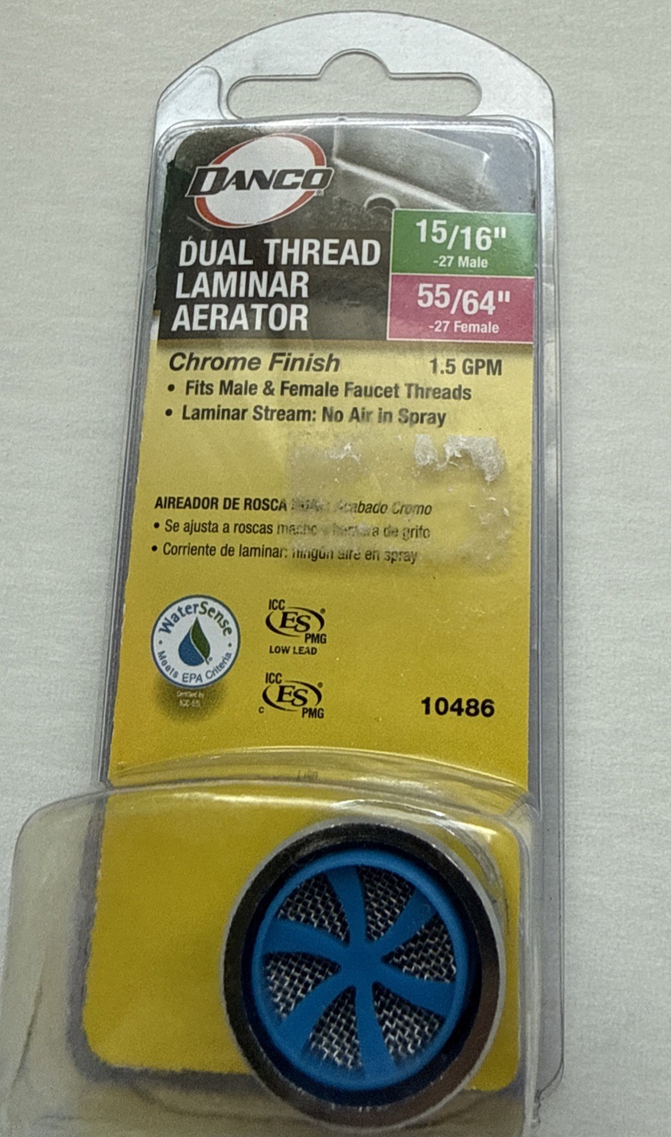 Danco 9D00010486 Dual Thread 27M x 27F Chrome Faucet Aerator 15/16 x 55/64 in. gallery