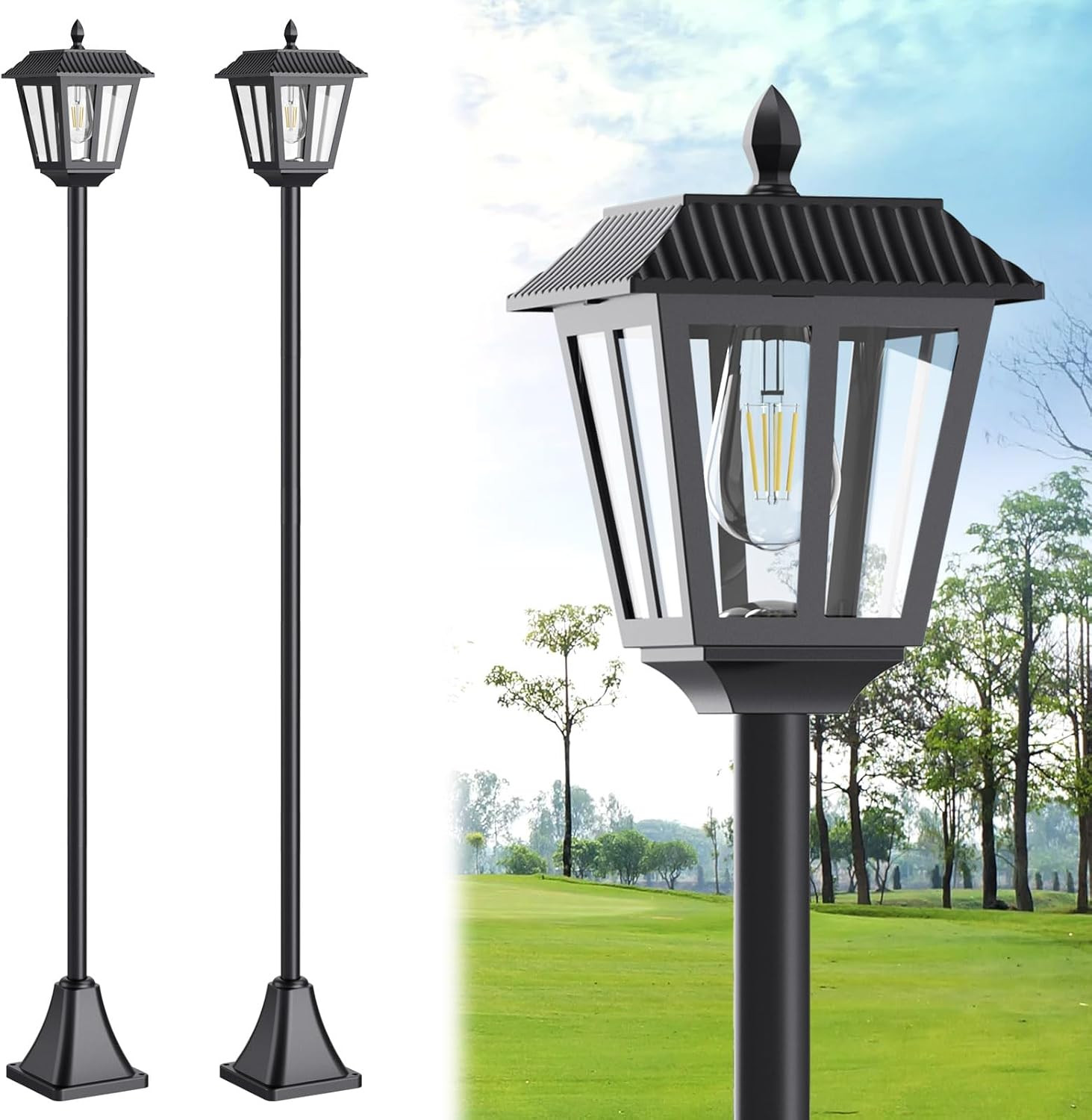 68" Solar Lamp Post Light Outdoor - 3000K Warm White, IP45 Waterproof Post Solar gallery