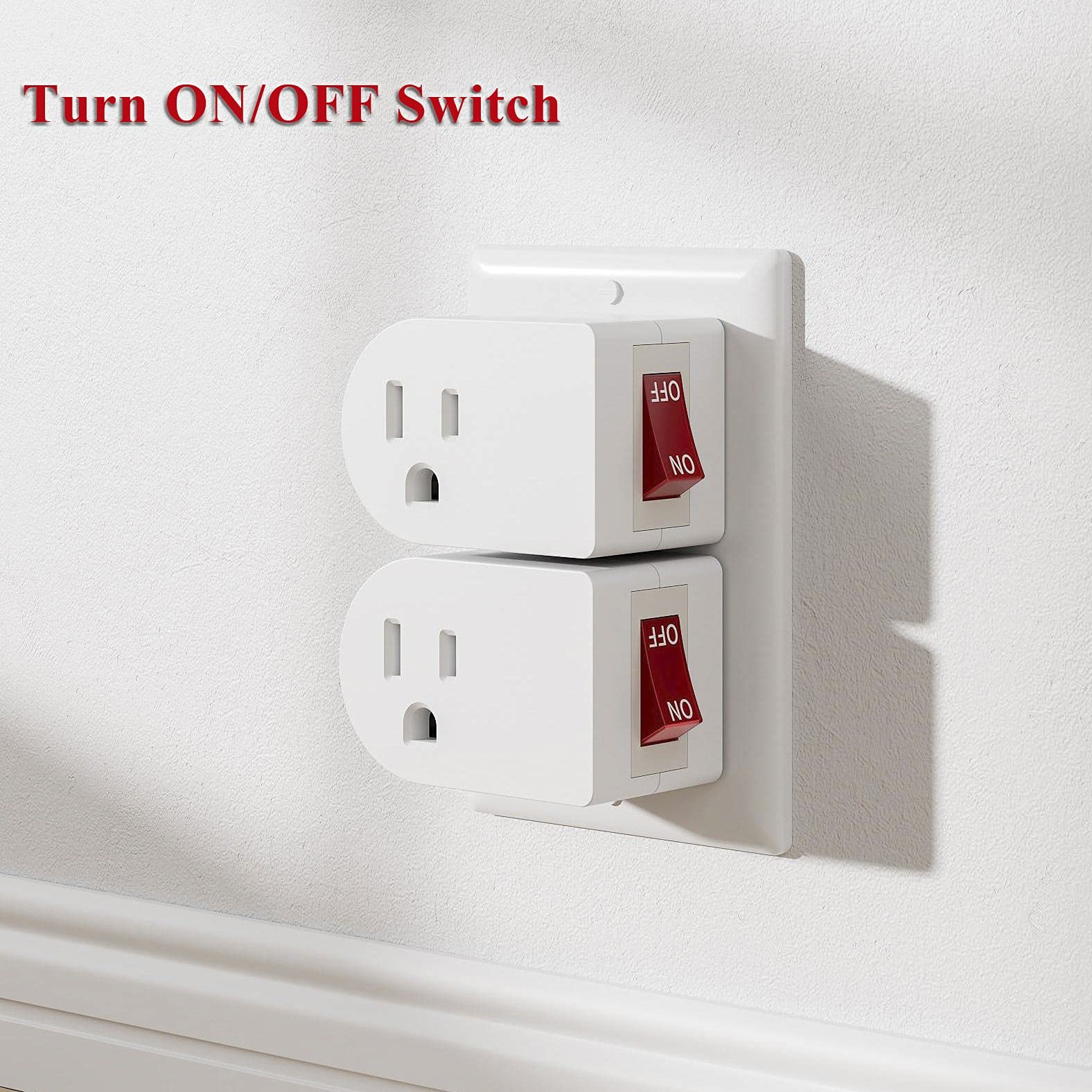 4 Pack Grounded Outlet Adapter W/ ON Off Switch Red Indicator Light ETL Listed gallery