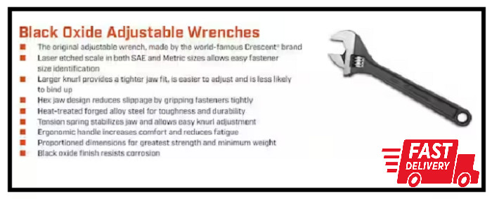 4 In. Black Oxide Adjustable Wrench gallery
