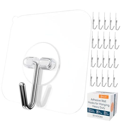 Adhesive Wall Hooks for Hanging Heavy Duty 22 lbs Hooks for Medium, 20 pcs gallery