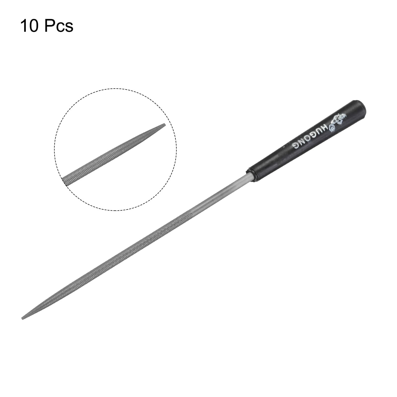 uxcell 10Pcs Second Cut Steel Round Needle File W Plastic Handle, Gray, Black gallery