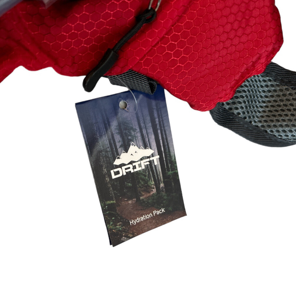 Drift Hydration Pack Red with Bladder Backpack New Zippered Pockets! See Pics 4