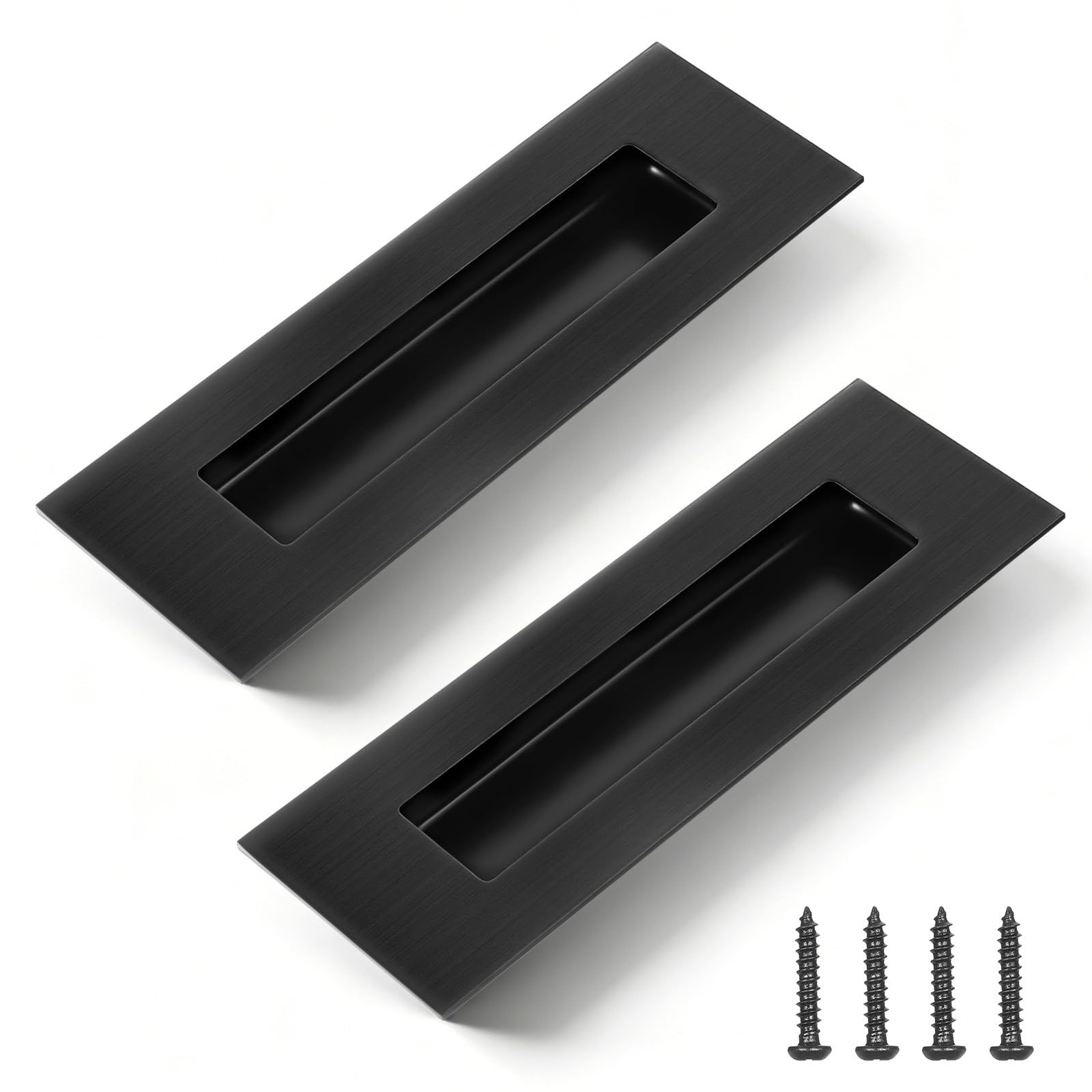 Pocket Door Handles, 2 Pcs 6 Inch Black Recessed Sliding Closet Door Pulls St... gallery
