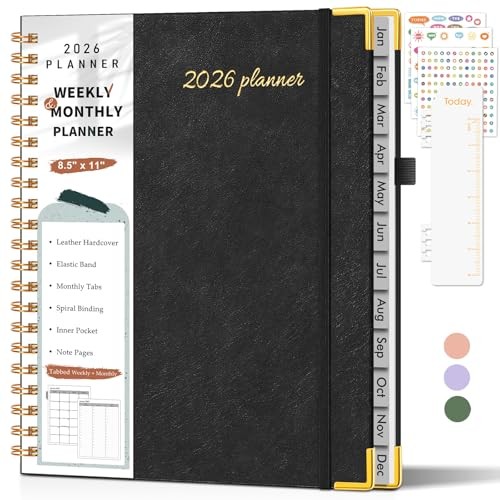 2026 Planner, Weekly and Monthly Calendar Planner from January 2026 - A4 Black gallery