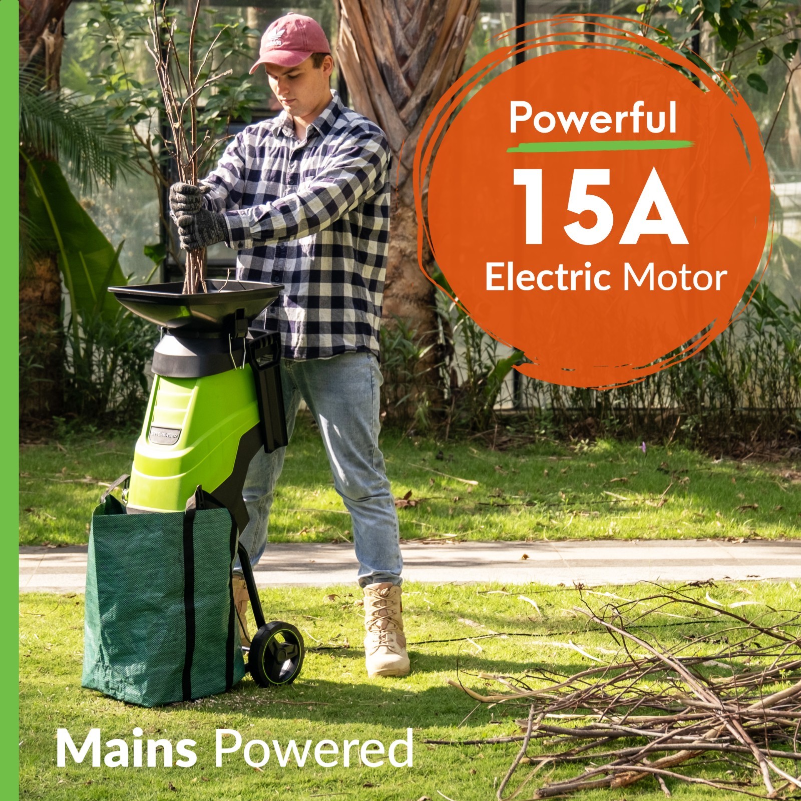 Electric Wood Chipper & Mulcher 15A - Garden Shredder for Branches Sticks gallery