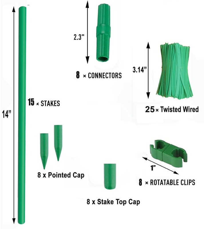 Garden Stakes 13.7 Inch, DIY 4ft 5ft 6ft 7ft 8ft 15Set Tomato Stakes Plastic ... gallery