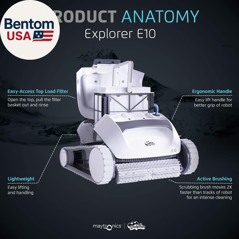 E10 Automatic Robotic Pool Vacuum Cleaner, Active Scrubber Brush, Top Load Filte gallery