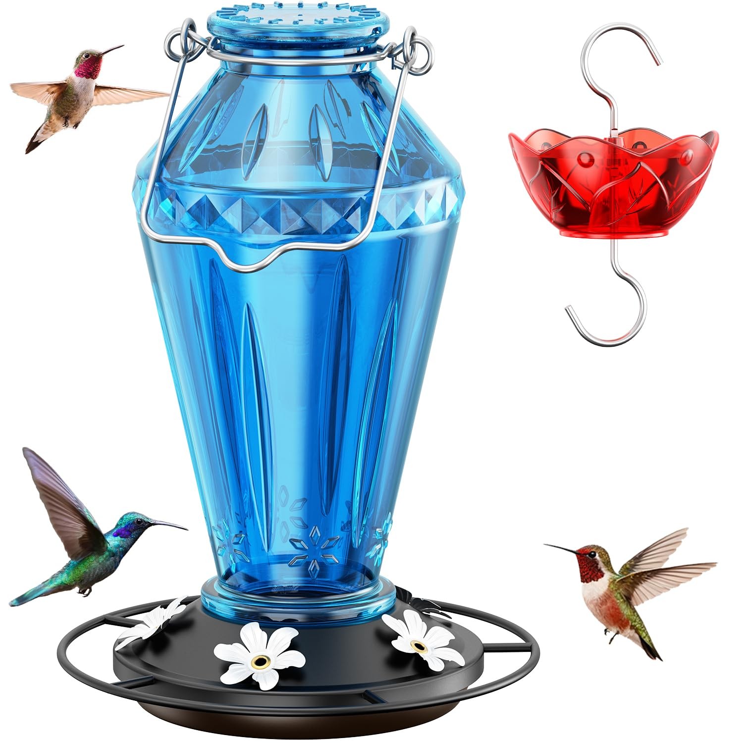 Birdream Hummingbird Feeders for Outdoors, 25oz Glass Hummingbird Feeder with... gallery