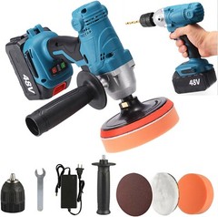 2IN1 Cordless Car Polisher Buffer Sander Combo Kit 5″ Polishing Machine Drill AD