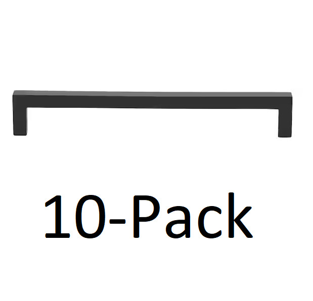 *10-PACK* GLIDERITE 7-9/16 in. Matte Black Solid Square Slim Cabinet Drawer Bar gallery