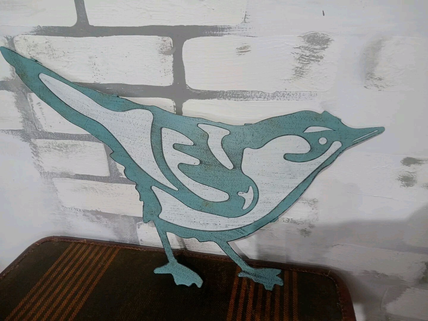 Large Bird Turquoise Metal MDF Plaque Decor Rustic Indoor Cottage Farm No Hanger gallery