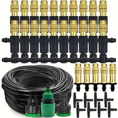 Outdoor Misting Cooling System Kit – Adjustable Brass Nozzles for Garden & Patio