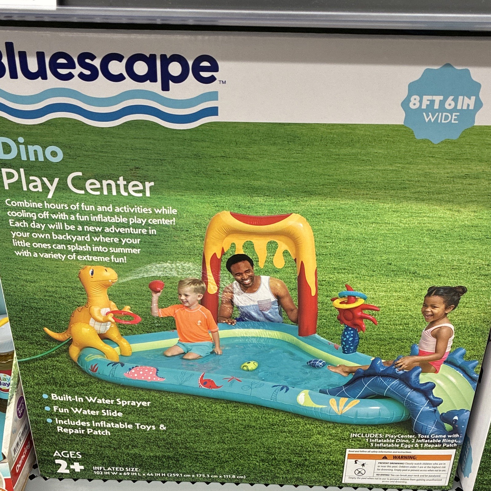 Bluescape Dino Inflatable Play Center Pool w Sprayer Slide Toys 8ft 6in gallery
