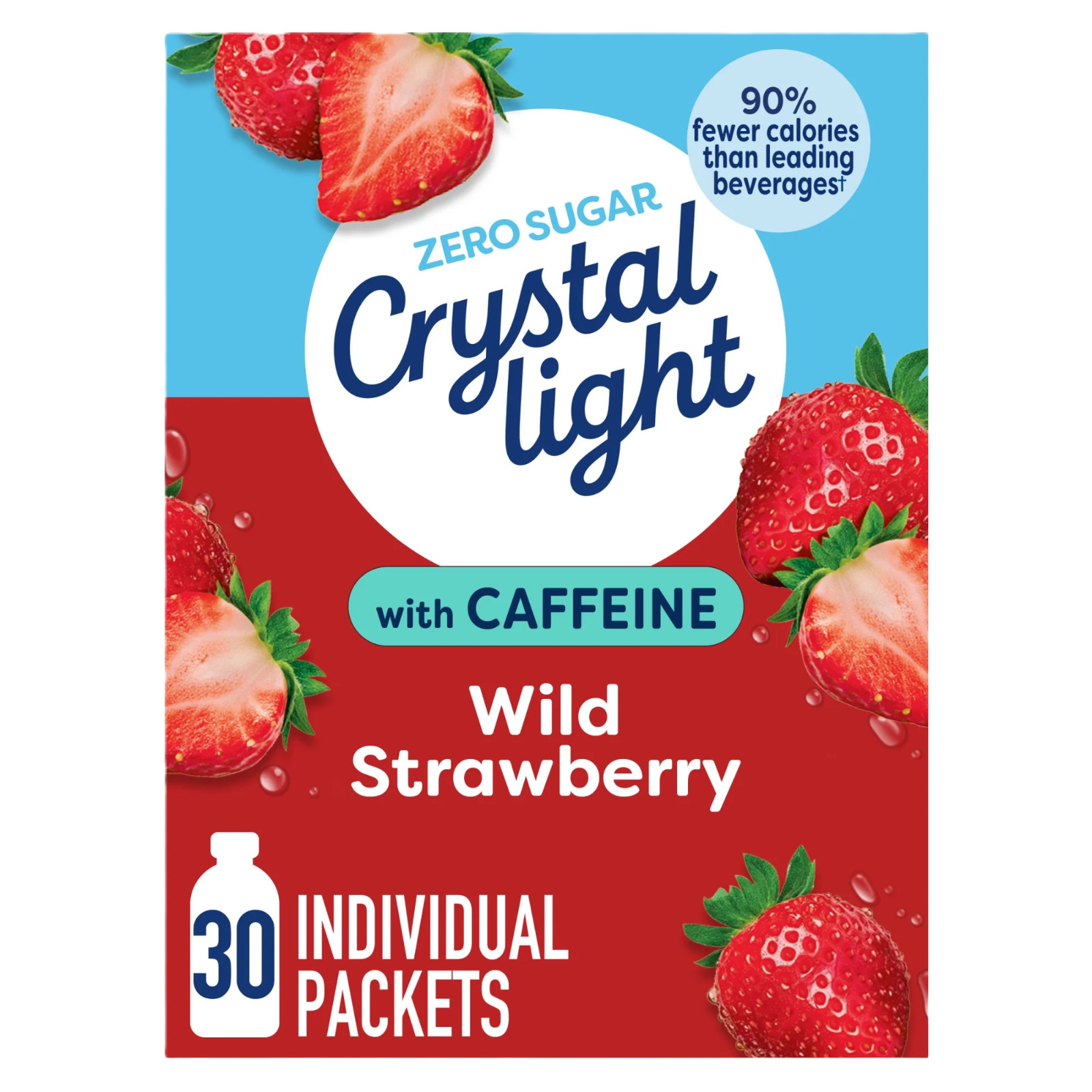 Crystal Light Wild Strawberry Sugar Free Drink Mix Singles with Caffeine, 30 ct gallery