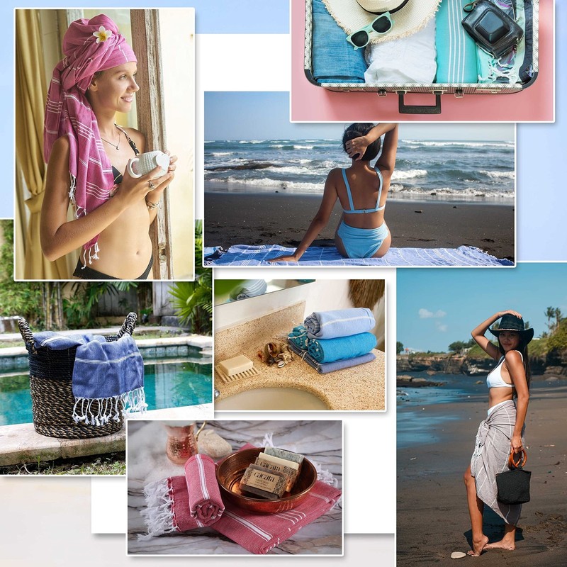 Cacala Lightweight and Thin Turkish Beach Towel 100% Cotton Sand-Free and Qui... gallery