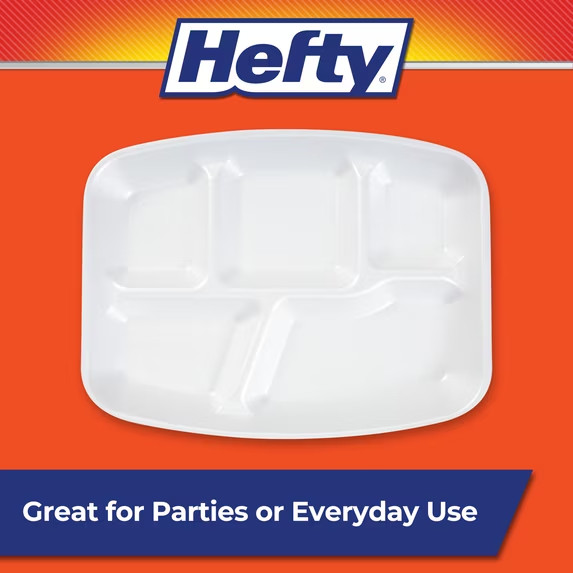 Hefty Everyday Soak Proof Compartment Foam Trays, 9 x 11 inches, 40 Count gallery