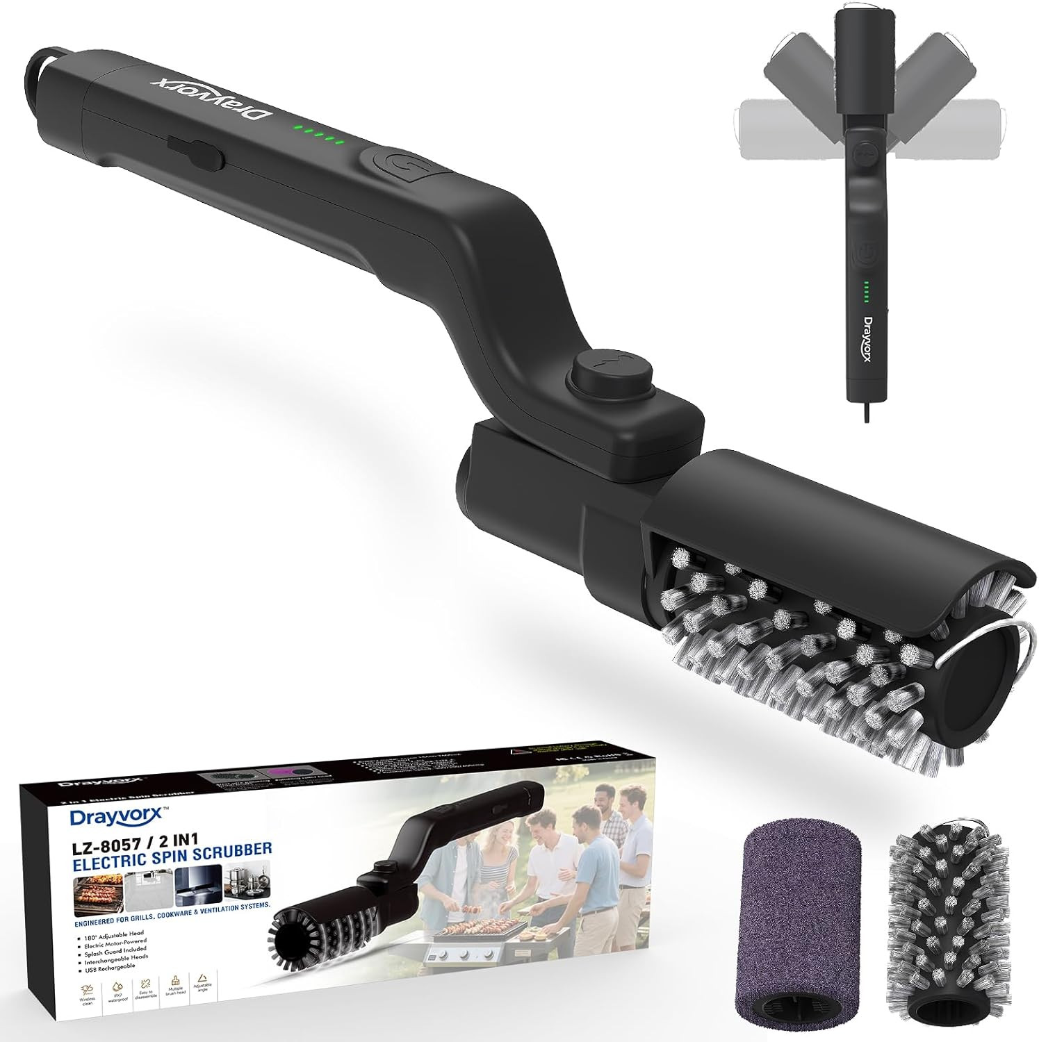 Electric Grill Brush, High Torque Grill Brush with 3-Speed Modes, 20Kg Max Torqu gallery