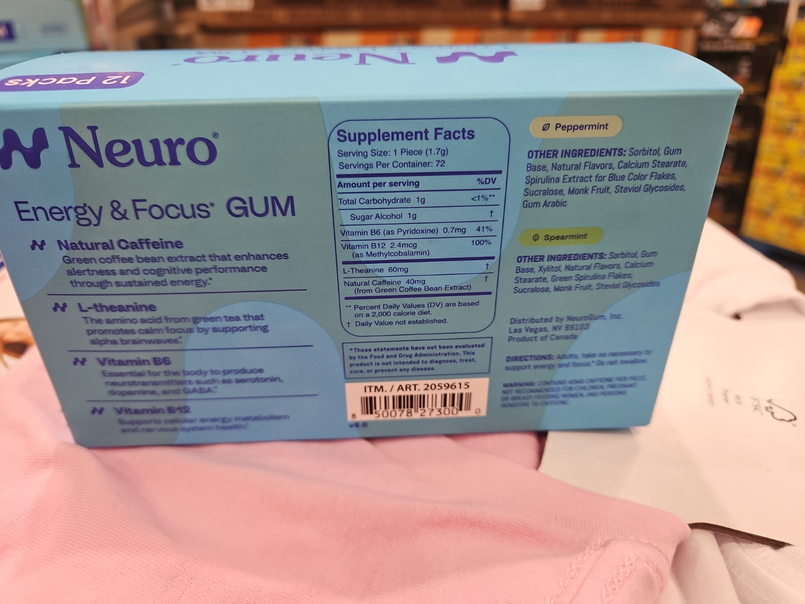 Neuro Energy & Focus Gum, Peppermint and Spearmint, 12-packs, 72 Total Pieces gallery