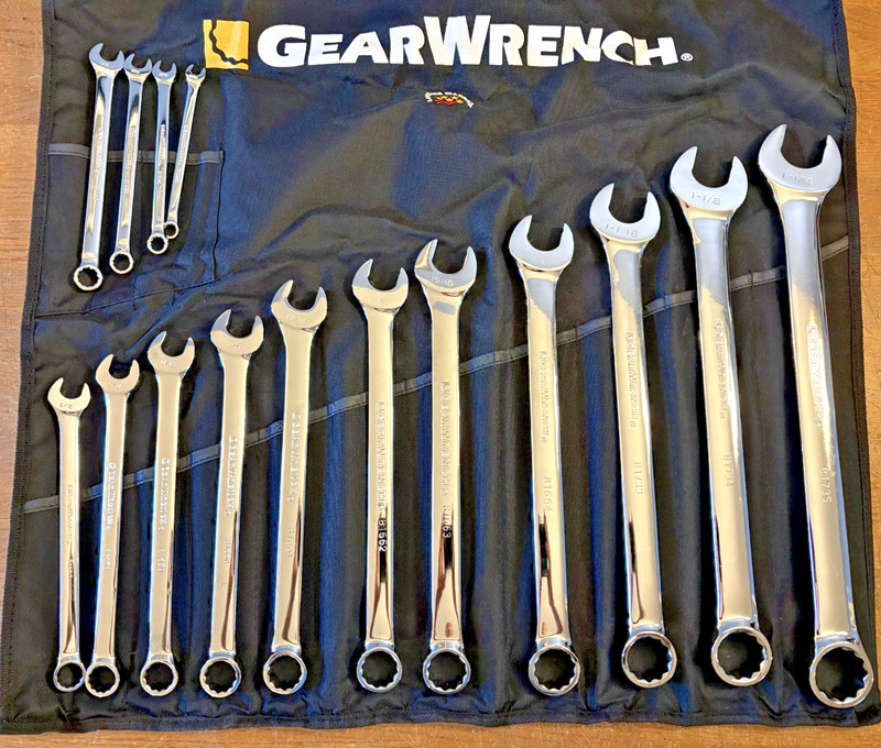 GearWrench (15) Pc. SAE Long Pattern Combination Non-Ratcheting Wrench Set - NEW gallery