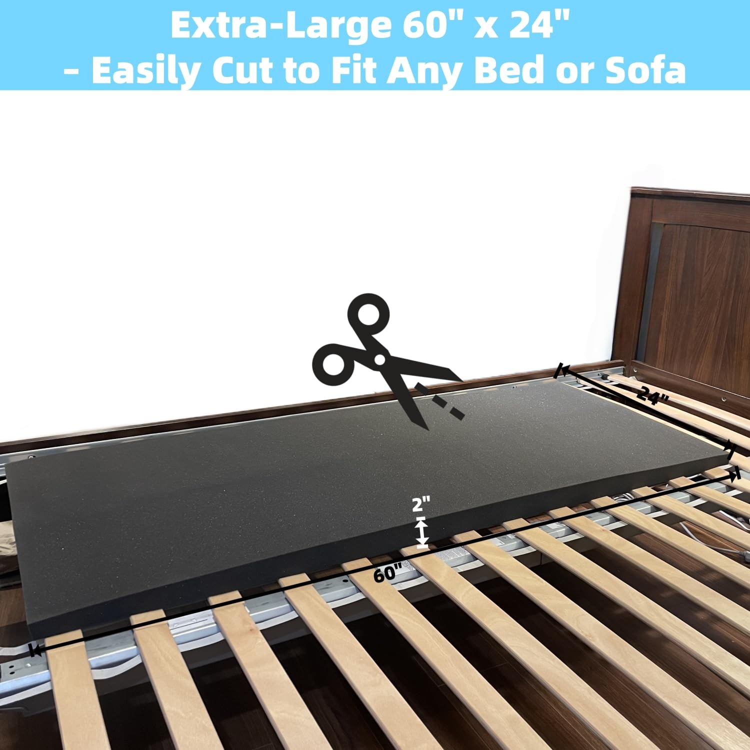 Sagging Mattress Support 50D High-Density Foam Under Bed Board 60x24x2 Inch gallery