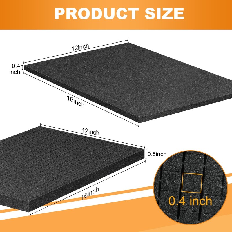 8 PCS Polyurethane Foam Sheets Cuttable Packing Inserts 16x12x0.4/0.8 Inch gallery