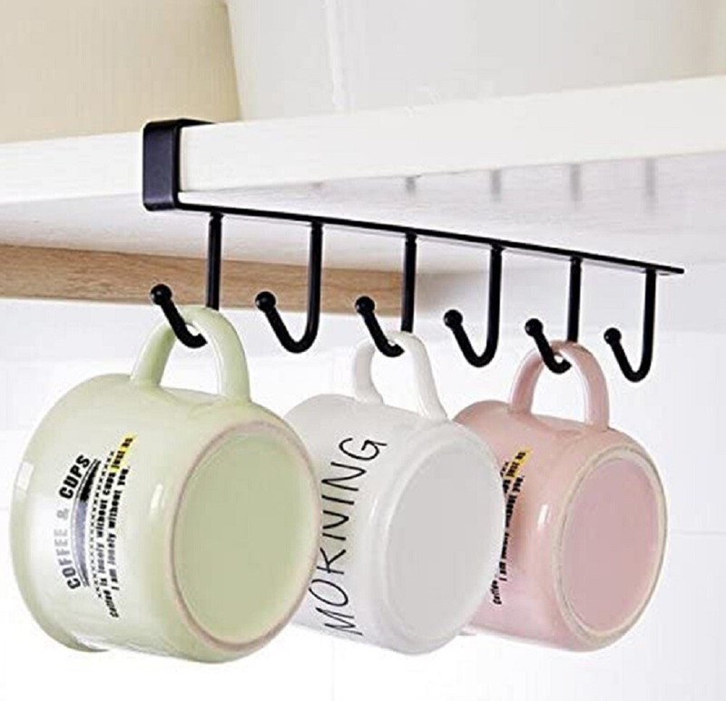 2-Pack Under-Shelf Mug Holder Rack - Kitchen Cabinet Coffee Cup Storage Hooks gallery