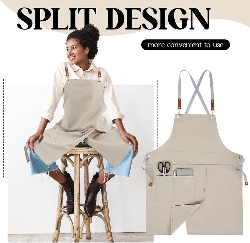 Crossback Pottery Apron Split Leg with Large Pocket Canvas Apron with Adjustable gallery