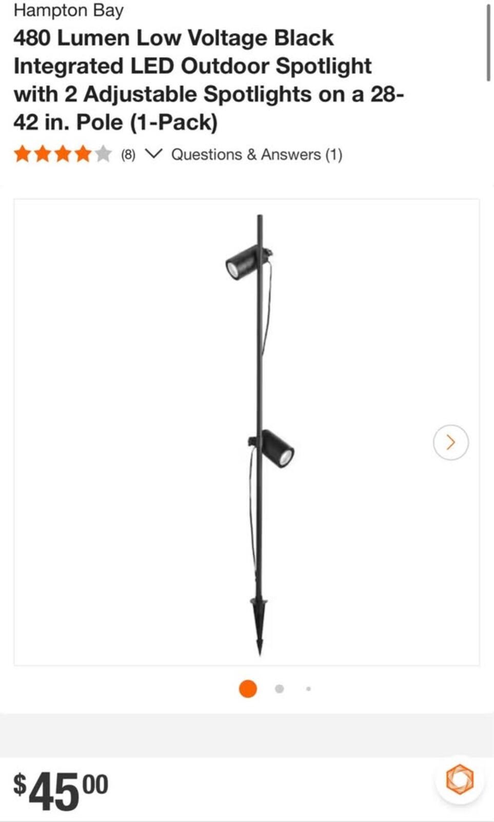 3 pc lot Hampton Bay Dual Spot Pole LED Black Landscape Light gallery