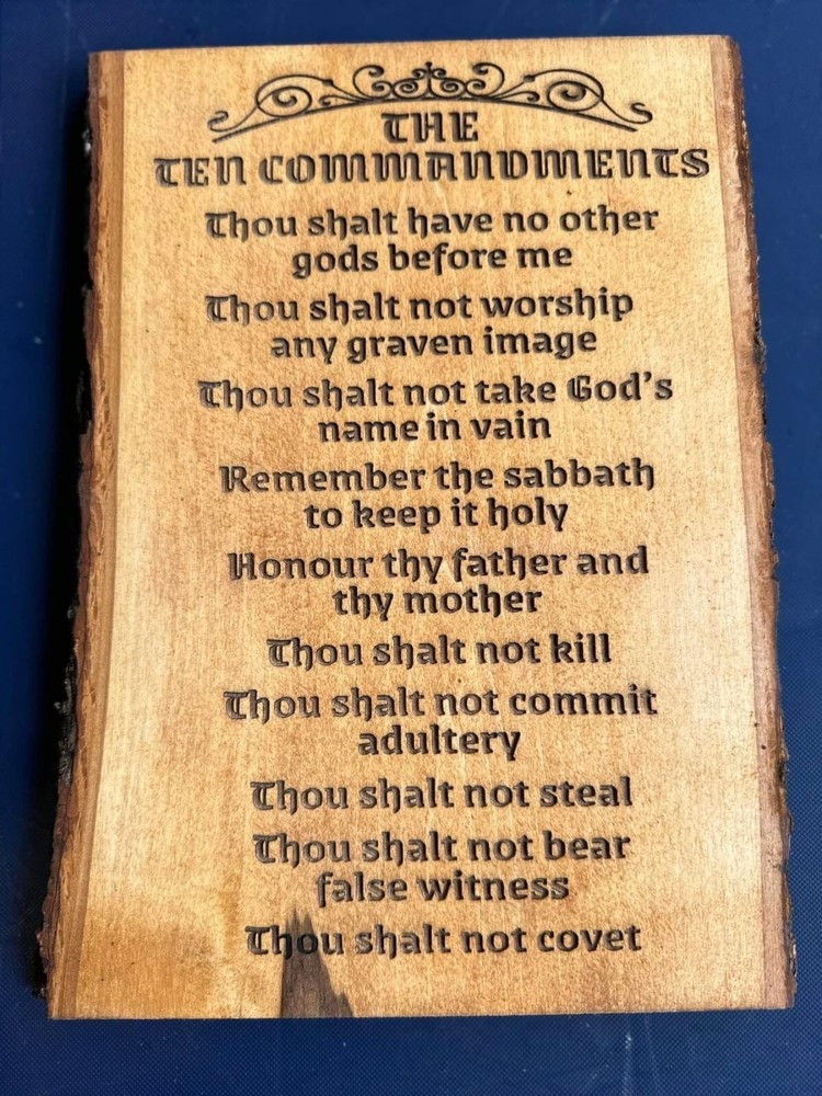 Ten Commandments Live Edge Solid Wood Sign