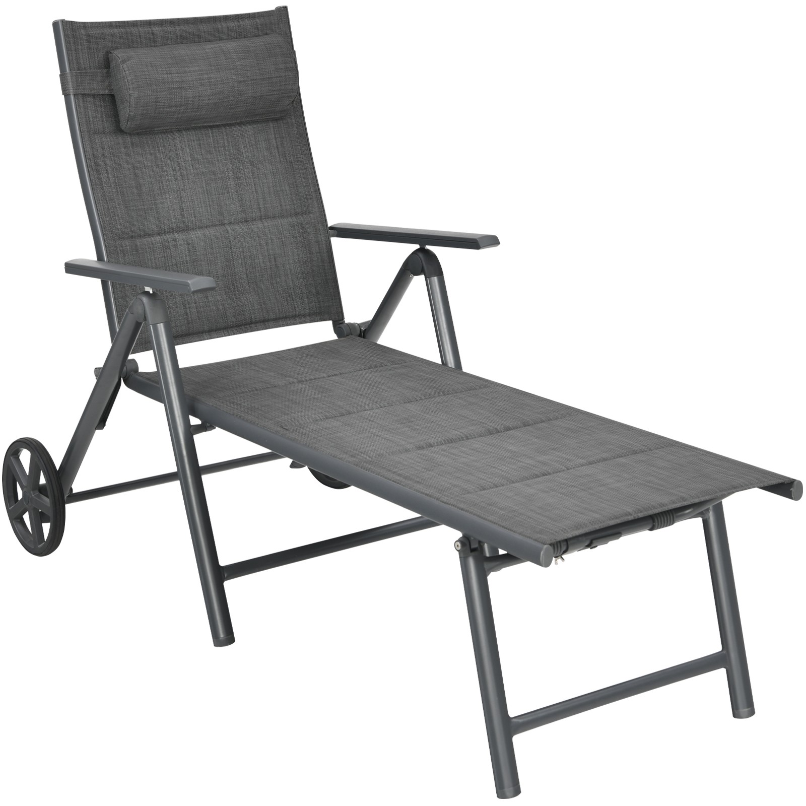 Patiojoy Lounge Padded Chair Patio Reclining Chaise Aluminum Adjust Neck Pillow gallery