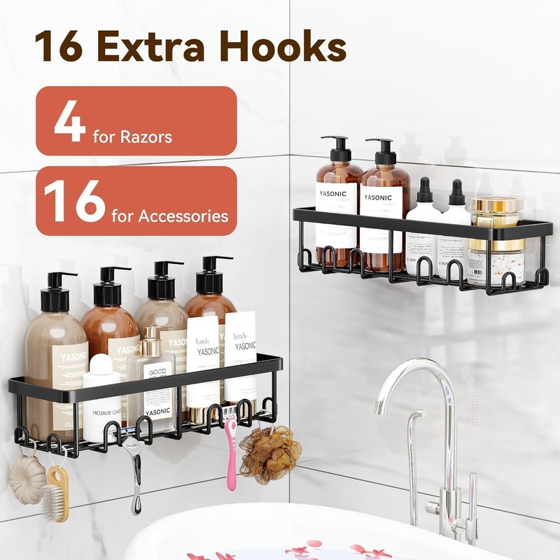 Versatile Adhesive Shower Organizer Caddies - Rustproof, Easy Install (2 Pack) gallery