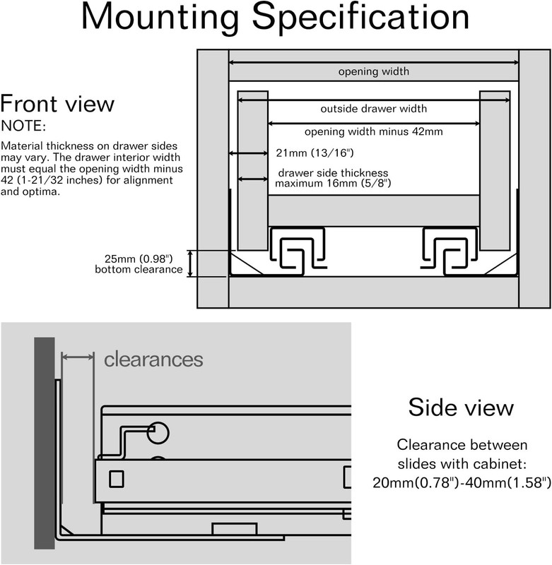 6 PAIRS 12" Undermount Soft Close Drawer Slides 80lb Capacity Full Extension NEW gallery