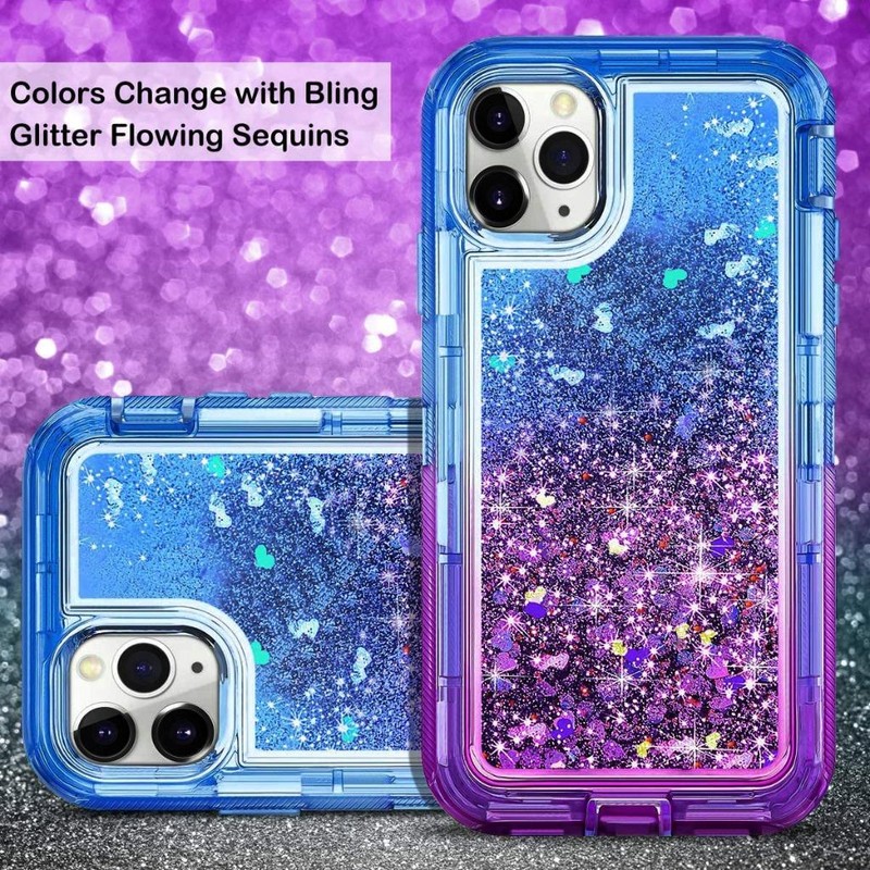 For iPhone 13 Pro Max 13 Mini 13 Shockproof Liquid Glitter Bling Heavy Duty Case gallery