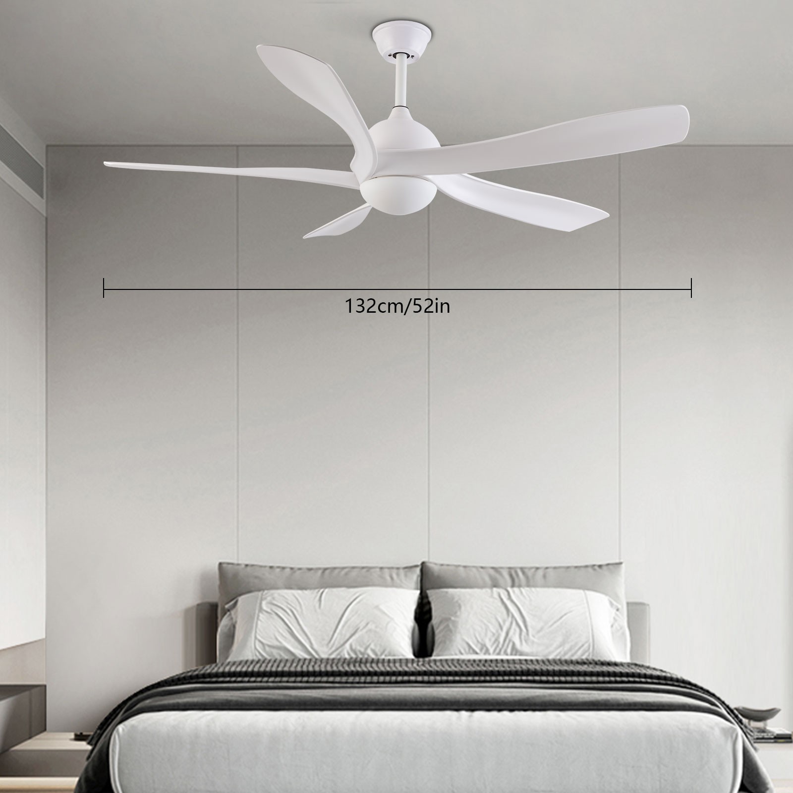 52 Inch Brown Ceiling Fan Lamp Contemporary Style for All Rooms with LED Light gallery