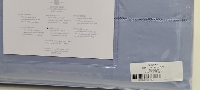 Sferra Leonardo King Sheet Set Pool Side Luxury Cotton Percale gallery